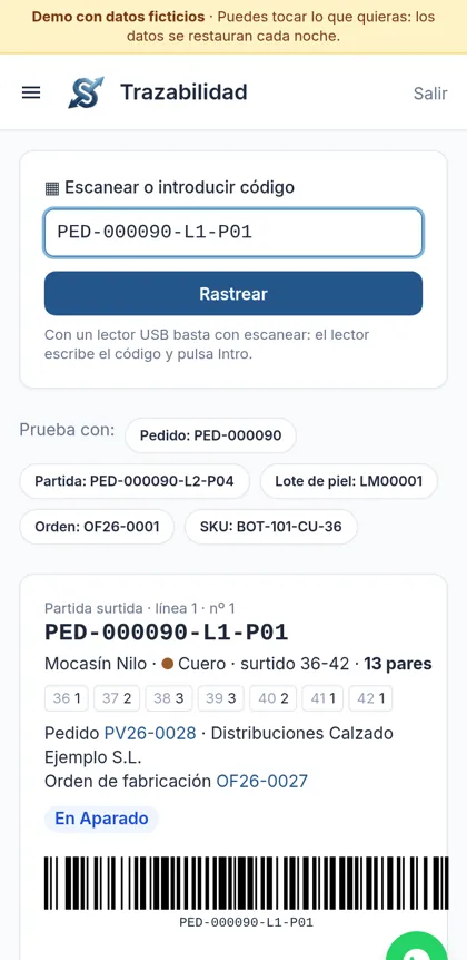 Trazabilidad de una partida en el móvil