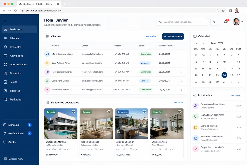 CRM de gestión de clientes — ejemplo Orion Mediadores